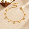 DIEYURO 316L Stainless Steel Golden Heart Round Zircon Pendant Charm Popular Bracelet Lady Classic Waterproof Hand Chain Jewelry