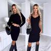 2023 European and American Autumn Fashion Set: Ribbed Long-Sleeved Top + Camisole Dress for Women