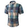 7-Color Summer New Checkered Shirt Men's Short Sleeve Hawaiian Casual Loose Large Size Shirt S-5XL Quick Shipping