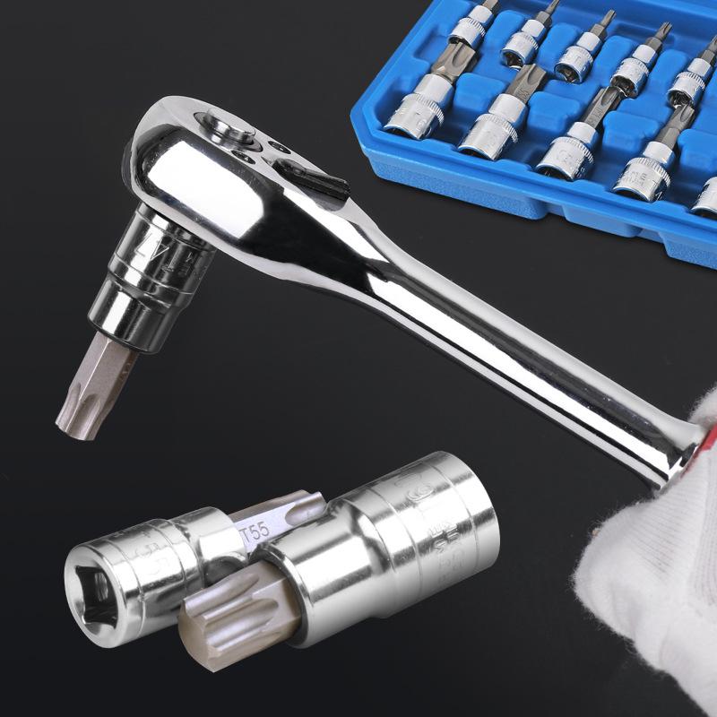 T-Style Star Socket Bit Set: T25, T30, T40, T45, T55