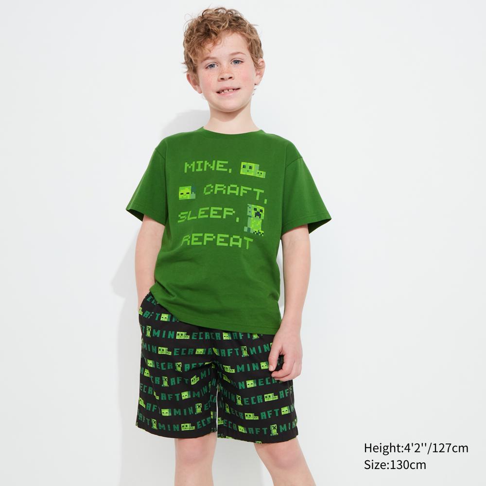 

UNIQLO KIDS MINECRAFT Легкие хлопковые легкие короткие штаны A