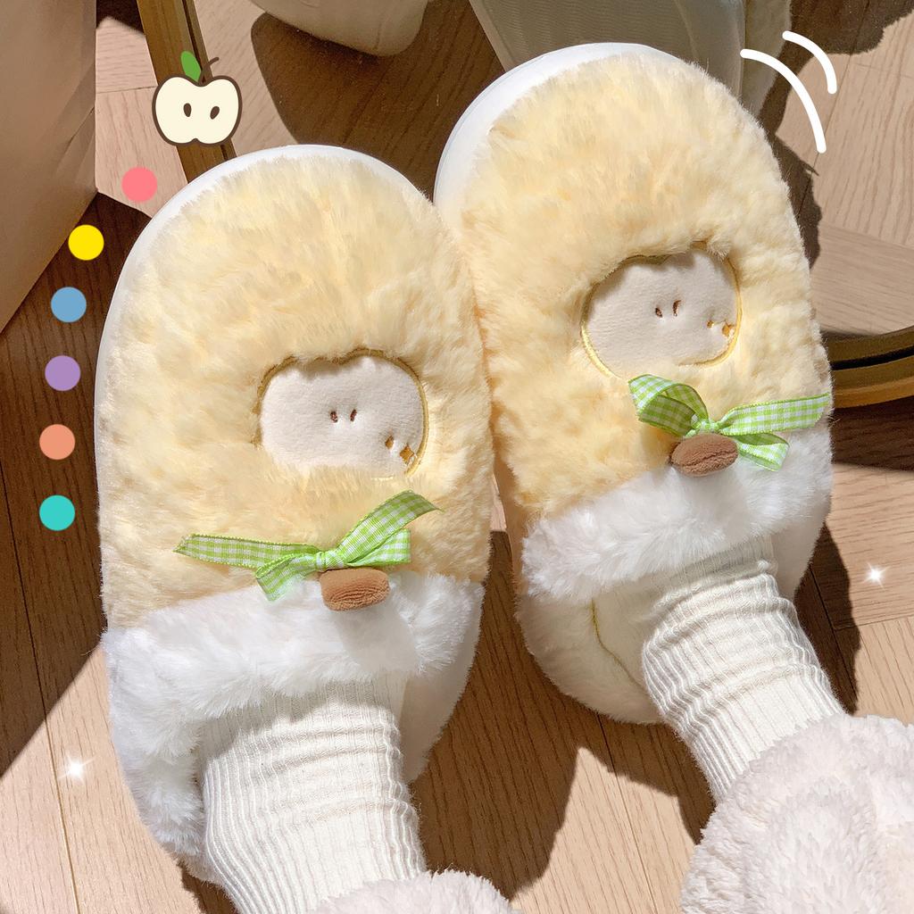Cotton slippers winter 2025 new indoor home cute thick bottom plush warm couple plush slippers