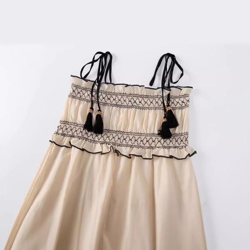 Summer Midi Dress: European & American Style with Elastic Upper Body for Women