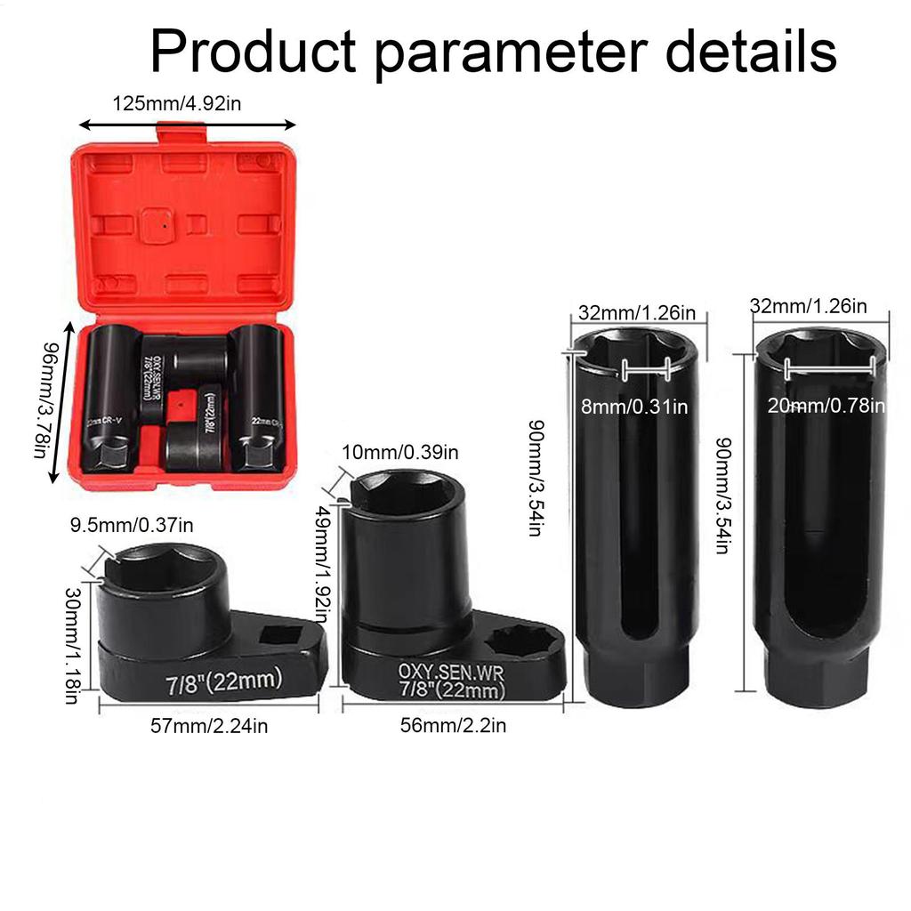 O2 Oxygen Sensor Socket Set with Storage Case Compact Automotive Repair Tool for Car Truck Trailer Pickup, Men Father Mechanic
