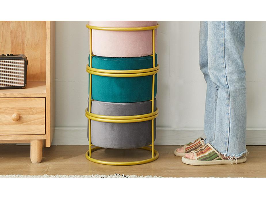 Solid Wood Round Stool - Light Luxury Shoe Changing/Footrest, Living Room/Entryway Bench/Pier, Coffee Table Accent.