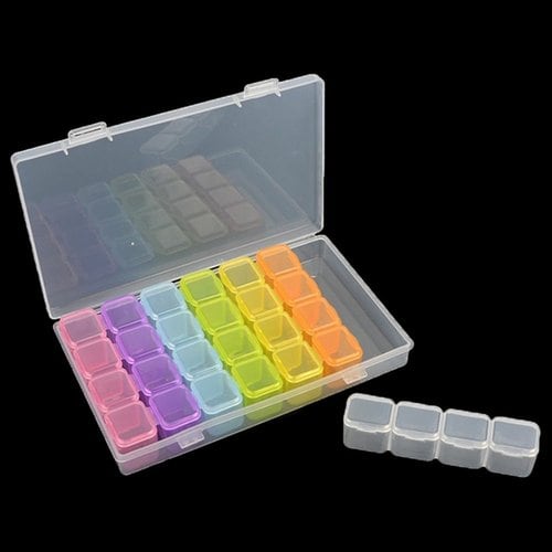 

Parts Case 28 Compartments Individual Lid Nail Stone Beads Organizer (W920B3E)