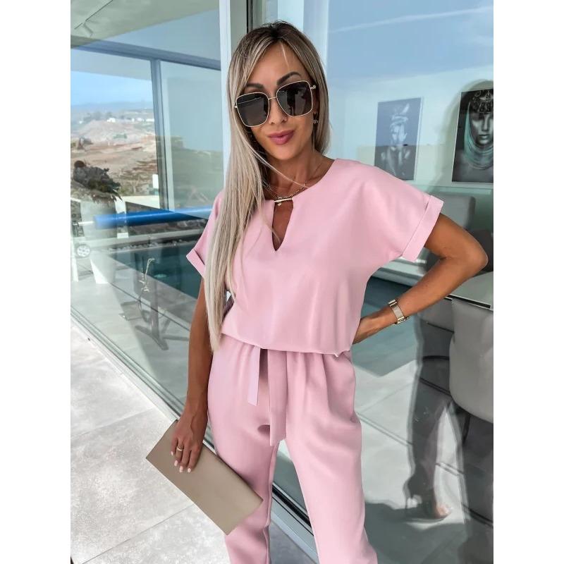 

Женский повседневный модный однотонный комбинезон L розовый