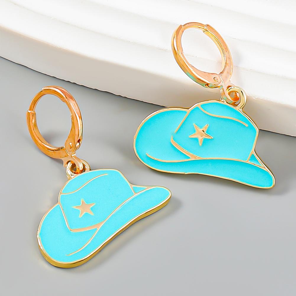 Women Fashion Earrings Trendy Cowboy Hat Alloy Earrings Jewelry Accessories For Girls Gifts