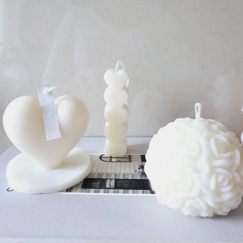 Heart-shaped Scented Candle Silicone Mold DIY Beautiful Rose Ball Resin Mould Flower Gypsum Making Tool Craft Gifts Home Decor