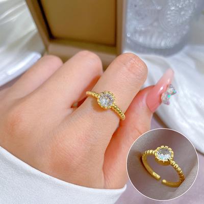 Echtgold Minimalistischer Zirkon Schlichter Offener Ring Damen Japan und Korea Nische Schlichter Design-Sinn Zeigefingerring