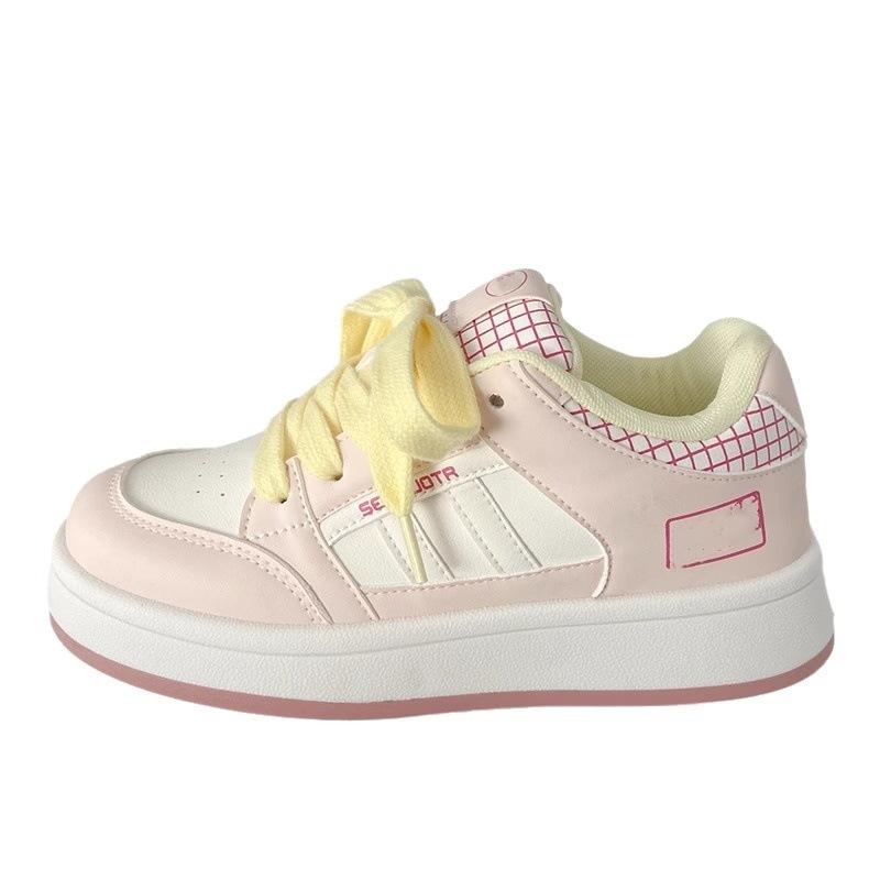 Pink thick baseplate shoes women's sports summer new niche design bread shoes students breathable white shoes