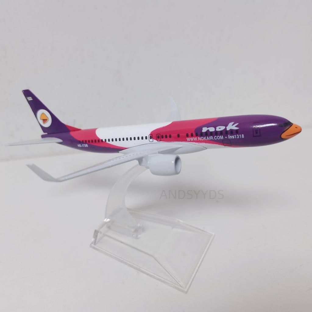Air 16cm B737 Purple Bird Aircraft Model 1/400 Scale NOK Airways 737 Airplane Metal Alloy Plane Model Display Decor