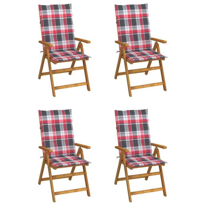 VidaXL Lot de 4 Chaises Inclinables de Jardin avec Coussins, Sièges de Terrasse, Chaises de Salle à Manger, Meubles de Patio 3065360