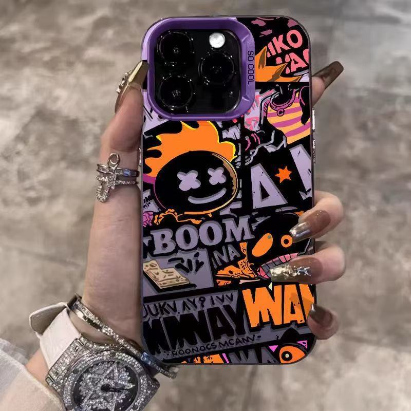 Graffiti Streetwear Cartoon Handyhülle für iPhone 17 Air 16 15 14 11 Pro 13 12 XR 8 7 Matt Laser Bumper Stoßfestes Hartschalen Cover