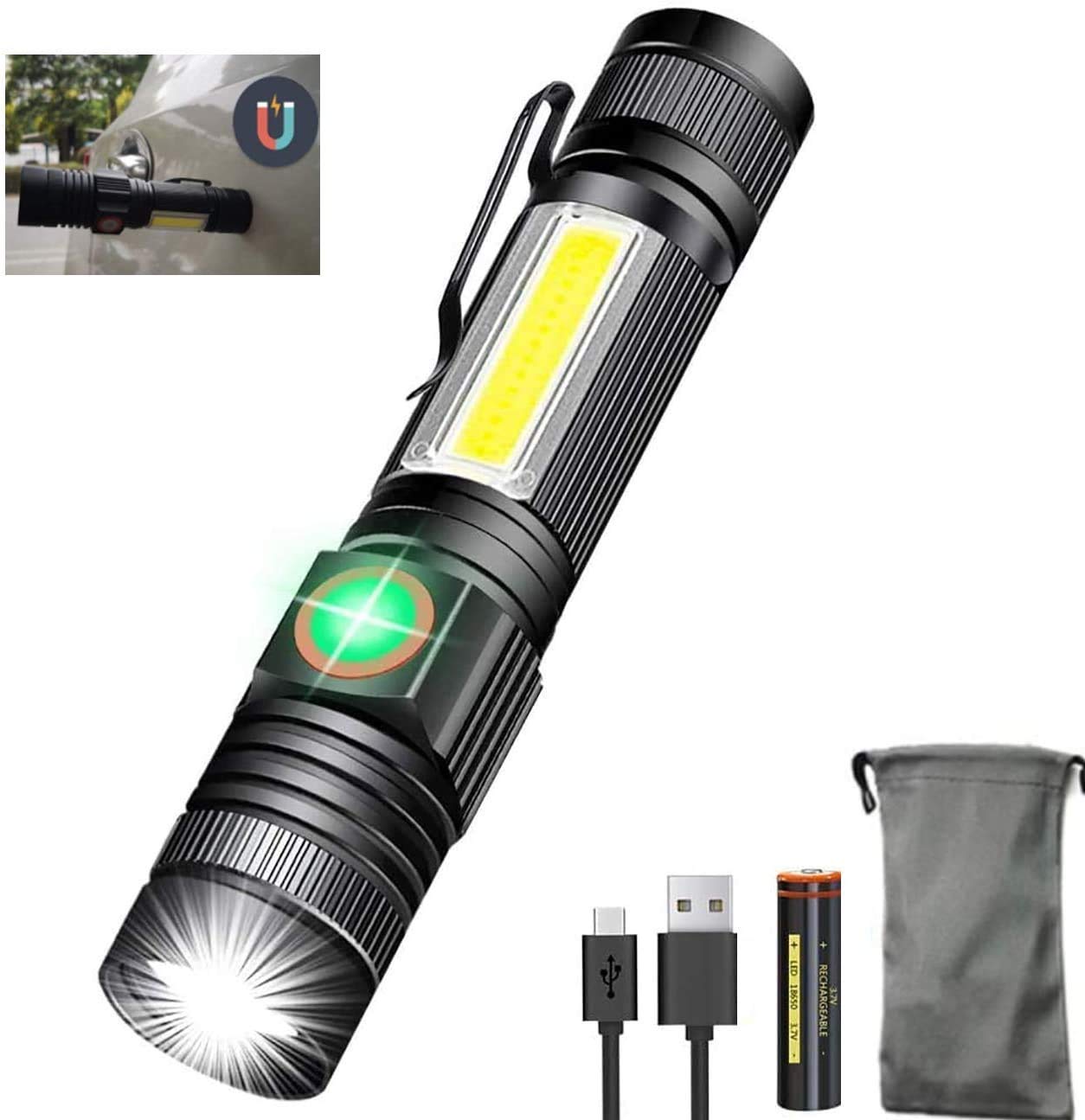 

Rechargeable LED Super Powerful LED Handheld COB Work Magnetic Military New Work Light for Disaster Power Night Night Bicycle Outdoor Japanese