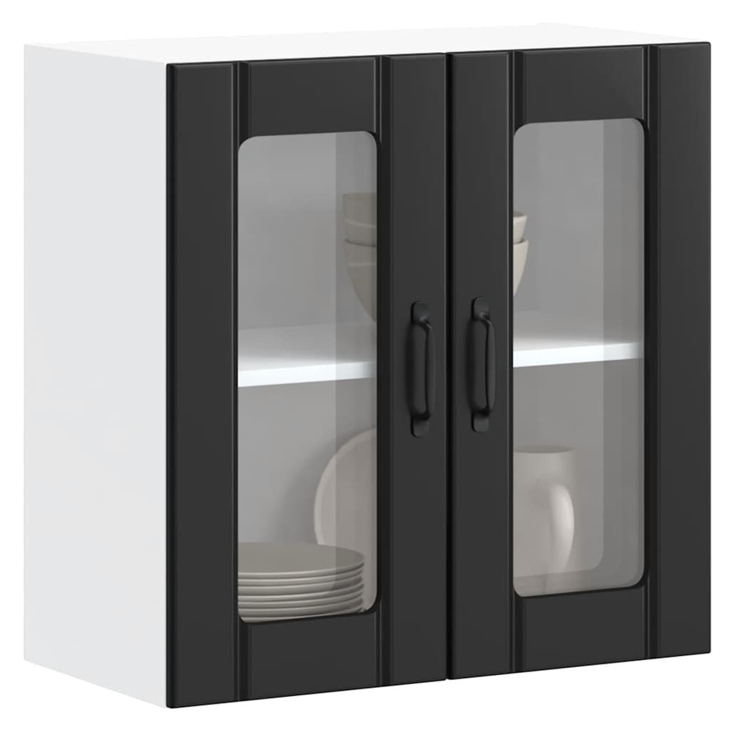 Wandküchenschrank mit Glastür, Lucca, Schwarz