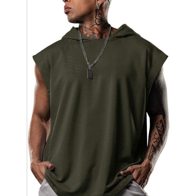 Herren Kapuzenpullover Ohne Ärmel Unifarben Lässig Mit Taschen
