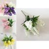 Charming 5 Heads Artificial Hyacinth Fake Silk Flowers Bouquet For Lovely Home And Event Decor
