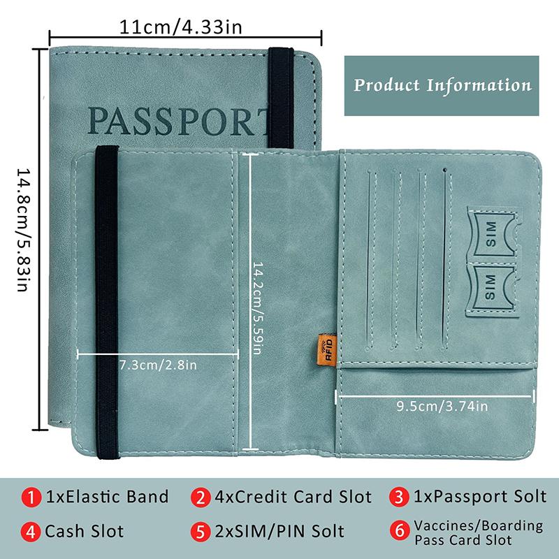 Travel Passport Holder Waterproof PU Leather Passport Cover with Card Slots Portable Document Organizer for Men Women Trip