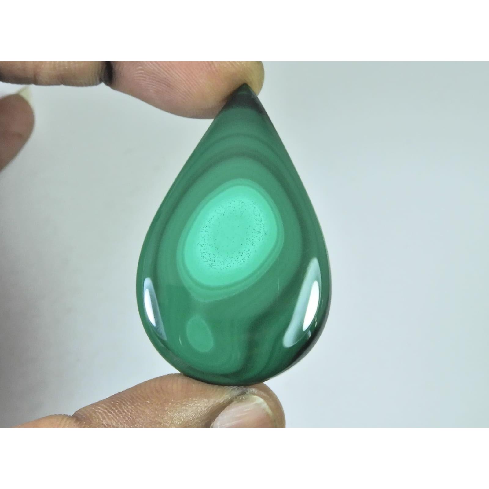 

86Cts. Natural Green Malachite Pear Shape Cabochon Loose Gemstone 29X48X6 MM D-352
