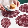6Pcs Table Insulated Mats Hollow Lace Doilies Crochet Floral Round Coasters Household Supplies