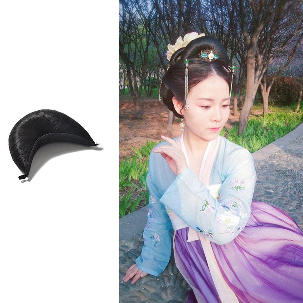 Headdress Retro Hair Pad Croissant Chignon Fairy Wig Bag Hanfu Cosplay Hair Bun Horns Hairpins