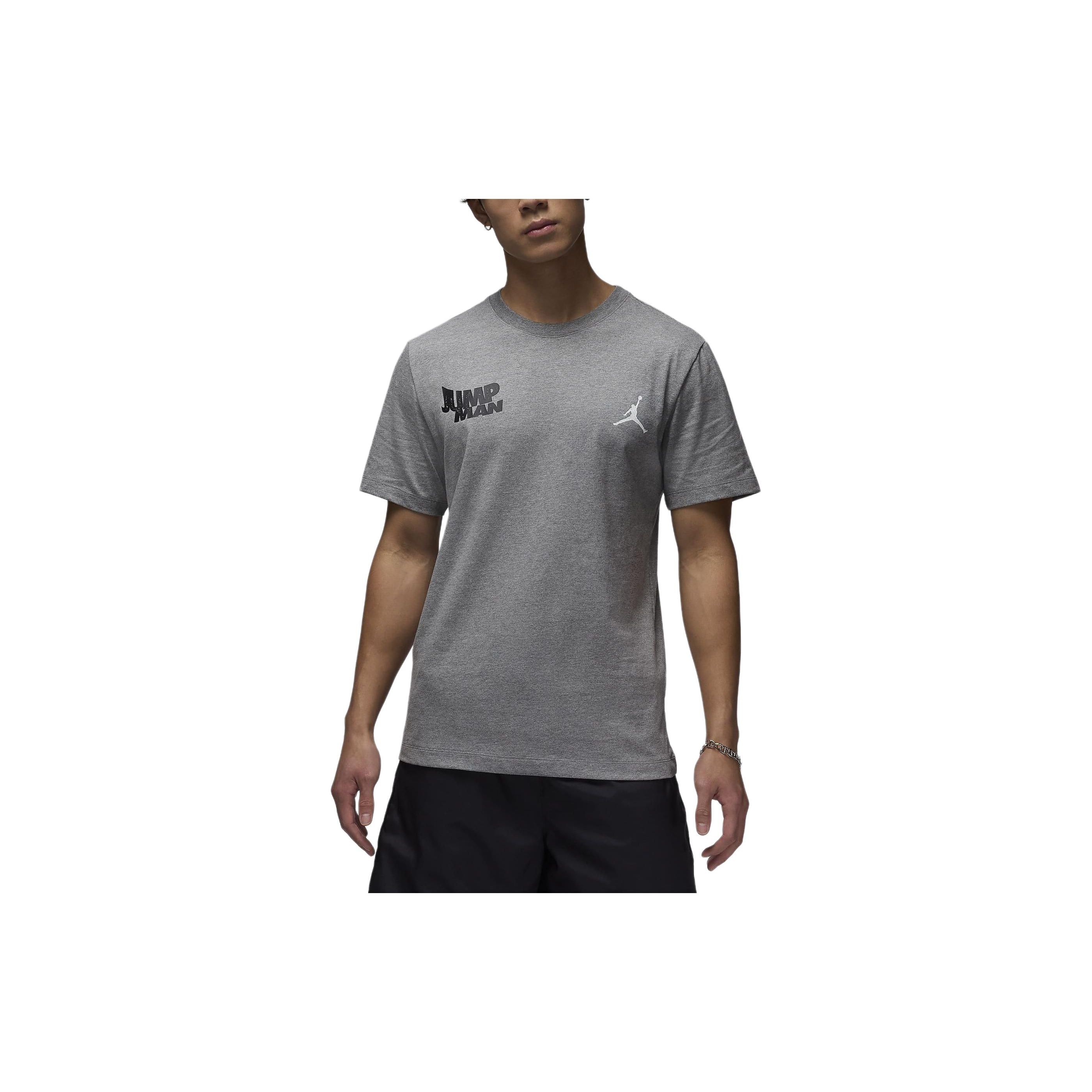 Jordan Letter Logo Round Neck Casual Pullover Short Sleeve T-Shirt Men T-Shirts Carbon-Stone FN6030-091 S
