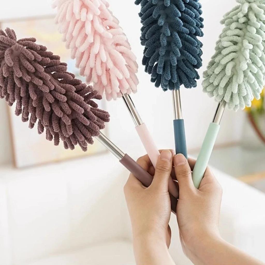 1pc Telescoping Microfiber Duster with Stainless Steel Extension Pole Cleaner Household Dust Clean Remover for Ceiling Fan Lamps