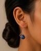 Natural Lapis Lazuli Gemstone 925 Sterling Silver Handmade Drop Earrings 1.50" For Anniversary Gift EE-2-24
