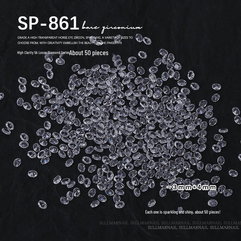 Nail Art Jewelry: Transparent Zircon Diamonds In Various Shapes (50 Pcs)