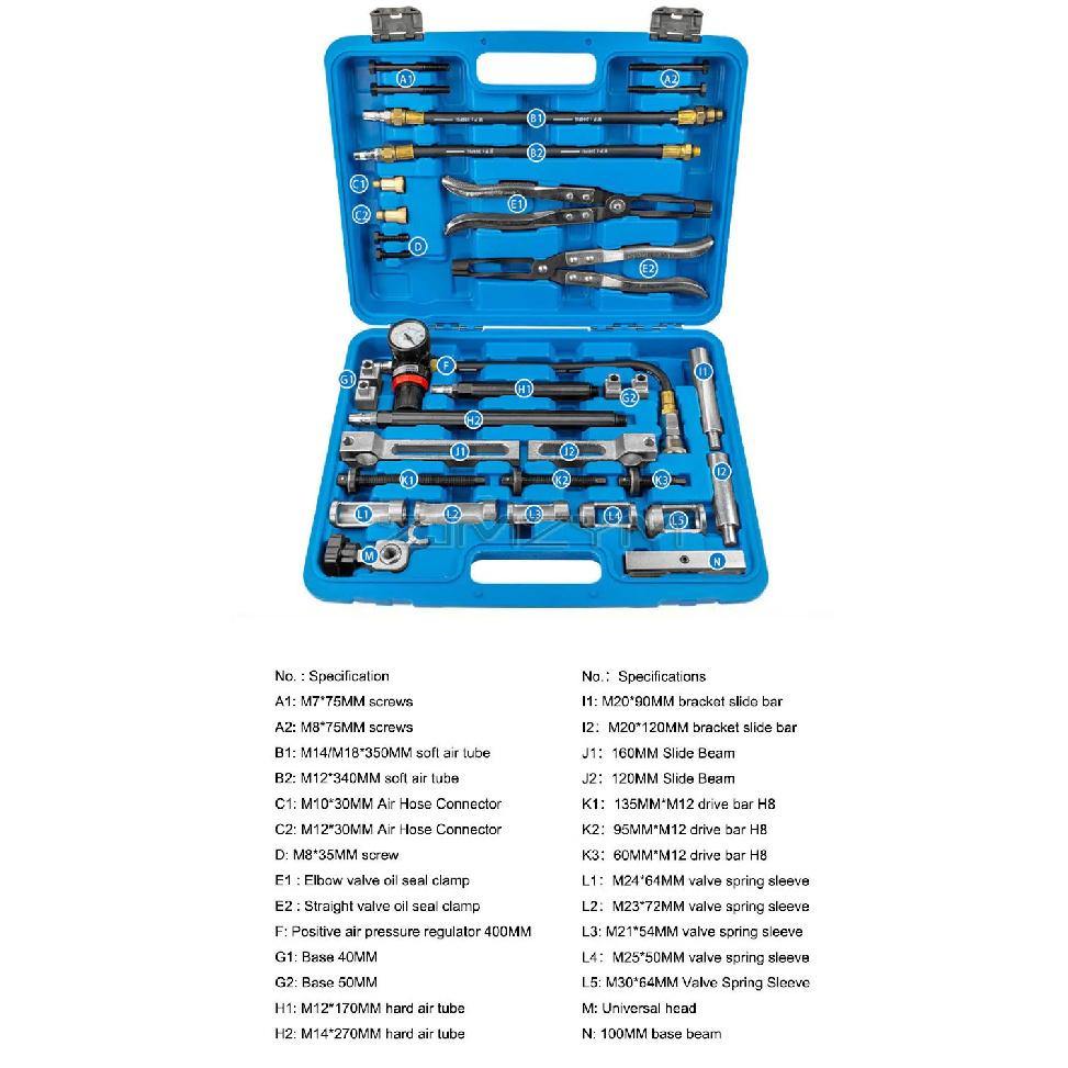 Cylinder Head Service Set Tool Kit Valve Spring Compressor Removal Installer Replacement Valve Oil Seal Tool