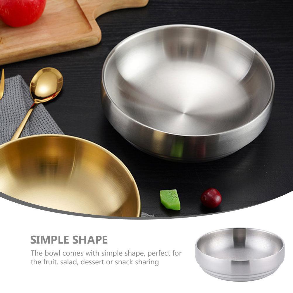 Stainless Steel Cold Noodle Round Reusable Serving Bowl For Salad Fruit Dessert Kitchen Food Supplies Mixing Noodle Bowl