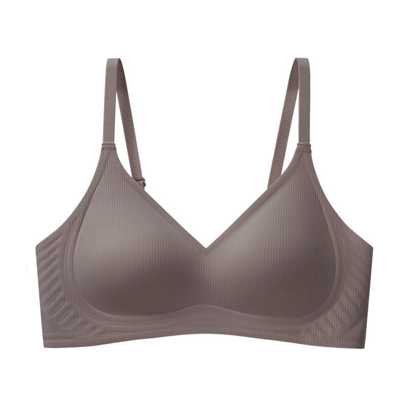 

Thin threaded underwear women gather anti-sagging upper support small chest non-empty cup non-marking bra fixed cup soft support bra xxl【40/90abc】 67.5-75kg темно-коричневого кольору
