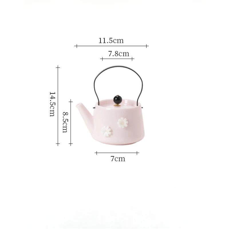 

Чайник для подъема цветов ручной работы для девочек Простой керамический для послеобеденного чая Чайник для чая Кунг-фу Чайная чашка Современный бытовой