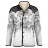 Women's Floral Print Stand Up Collar Pleated Cotton Long Sleeved Button Cotton Jacket