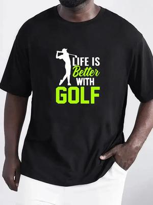T-shirt Décontracté à Manches Courtes pour l'Été avec Imprimé 'La Vie est Meilleure avec le Golf', T-shirts Fo
