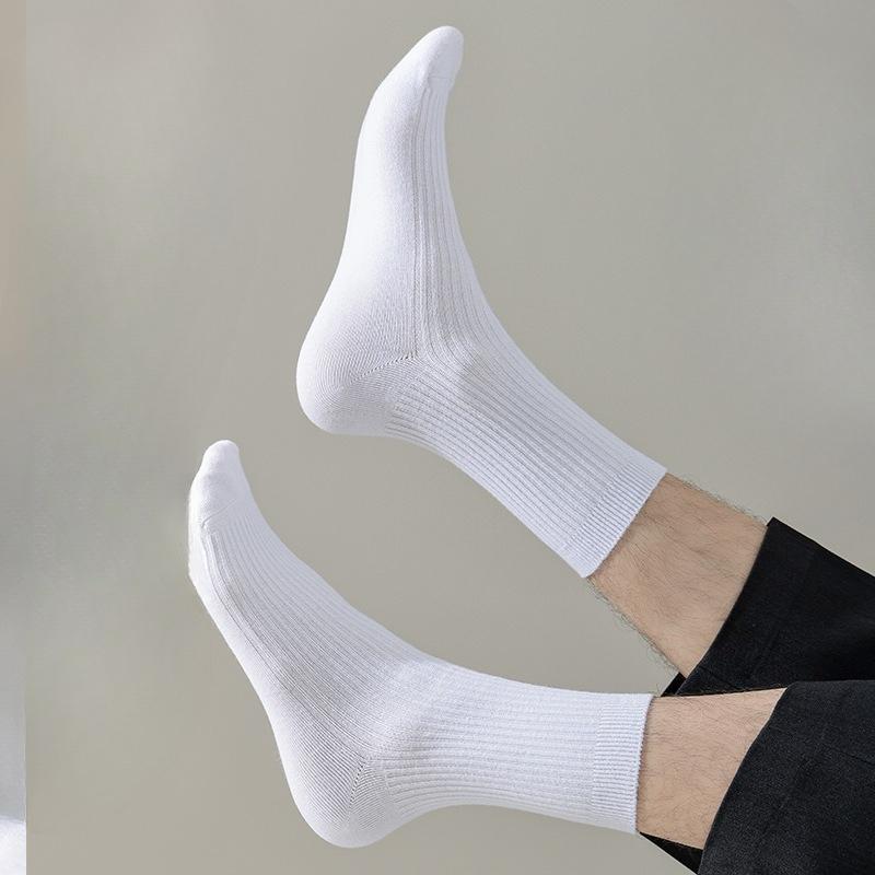 Double-needle Socks, Mid-calf Socks, Men's Cotton Trendy Long Socks, Autumn and Winter Styles, Pile Socks, Casual