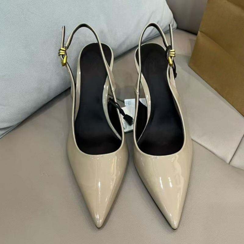 Luxury  Patent Leather Women Pumps Sexy Pointed Toe Elegant Dress Wedding Bridal Slingback Buckle Strap Autumn Ladies Shoes