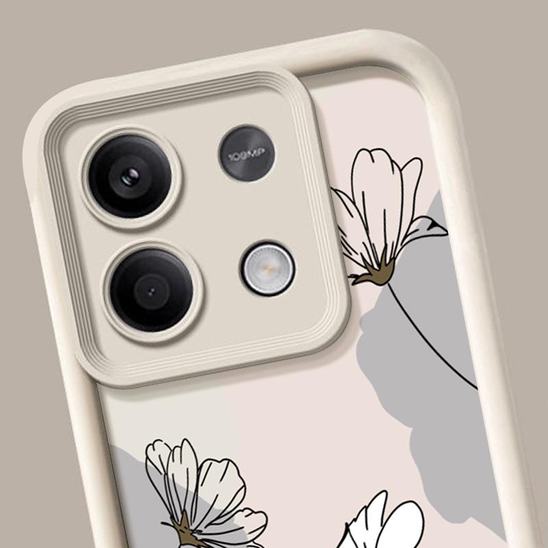 For Xiaomi 14t 13t Poco X6 F6 X5 Pro Redmi Note 14 13 12 11 10 Pro Line Flower Pattern Shockproof Silicone Soft Lens Protection Anti-Fall Case
