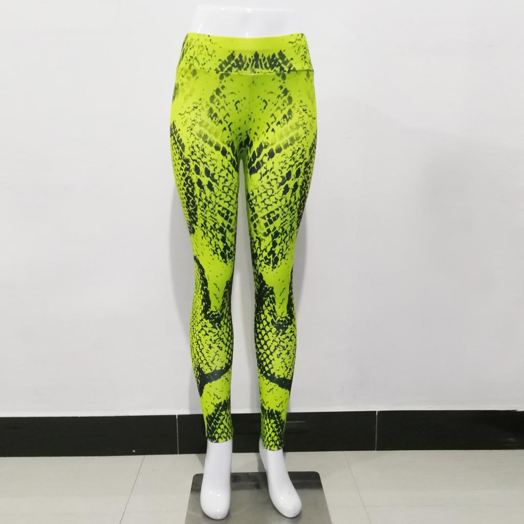 Calças de Moletom Femininas com Estampa de Cobra Vermelha Leggings para Corrida Fitness Calças de Yoga Justas Moda