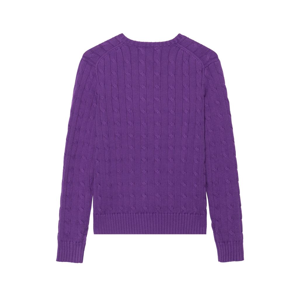 Polo Ralph Lauren Solid Color Logo Embroidered V-Neck Long Sleeve Knit Sweater Women sweater Purple 211570011-107