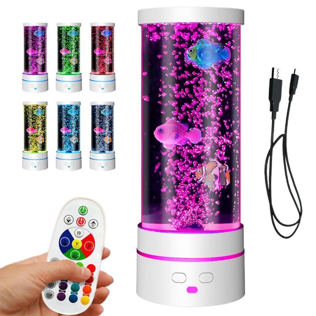 LED Fish Lamp Ambient Night Light Remote Control 17 Color Changing Decorative Lights Fish Tank Kids Gift For Bedroom Desktop