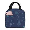 Blue Deep Sea Jellyfish Whale Insulated Lunch Bag for Women Office Cooler Thermal Food Box Tote Portable Lunch Boxes Container