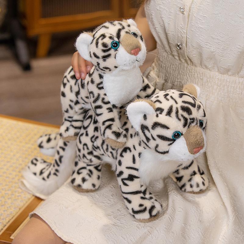Cute Simulation Snow Leopard Doll Plush Toy Zoo Cub Leopard Doll Kindergarten Baby Soothing Rag Doll