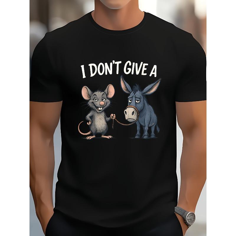 

Мужская смешная саркастическая офисная футболка Мне плевать с принтами-каламбурами про осла и крысу. Подходит для офисного юмора, подарков коллегам. Повседневная одежда. Мягкая, дышащая. S чёрный