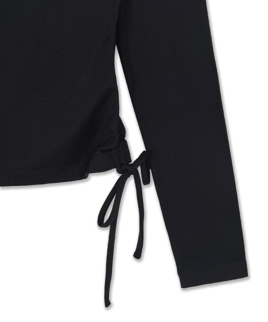 Emelbi Women'S Basic Cutout Slim Semi-Crop Long Sleeve T-Shirt La (Black)