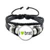 Album BRAT Charli XCX Kreatives Schwarzes Seil Knopf Glas Cabochon Lederarmband Schmuck Charme Fans Geschenk