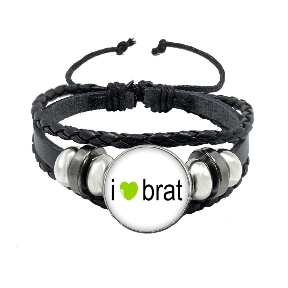 Album BRAT Charli XCX Kreatives Schwarzes Seil Knopf Glas Cabochon Lederarmband Schmuck Charme Fans Geschenk