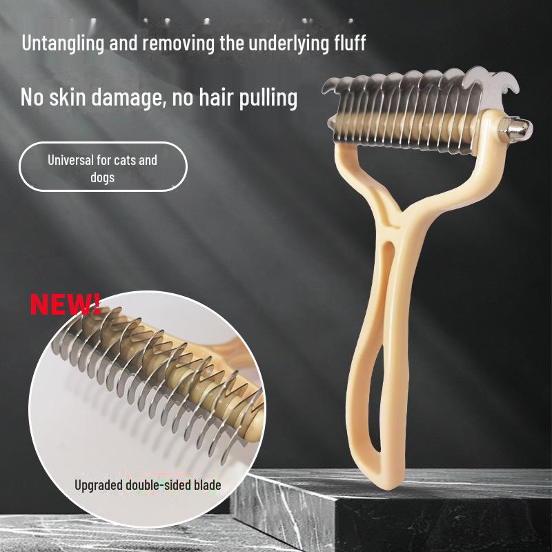 

Двусторонняя распутывающая расческа из нержавеющей стали для кошек и собак - Портативный дизайн «макарон» Small