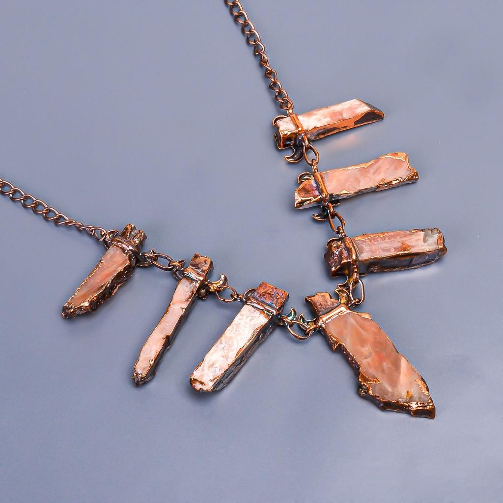 Fancy Sunstone Gemstone Chain Best Friend Gift Hook New Necklace Jewelry Copper V-17